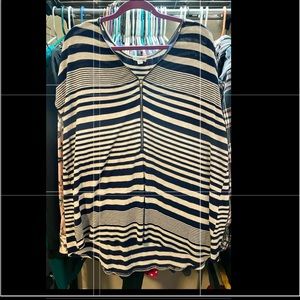 Navy and cream striped blouse